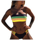 Rainbow Crop Tube Swimsuits Bathing Suit Push-Up Beachwear Women String Lace Up Bikini Set Swimwear Padded Bra Bathing Suits