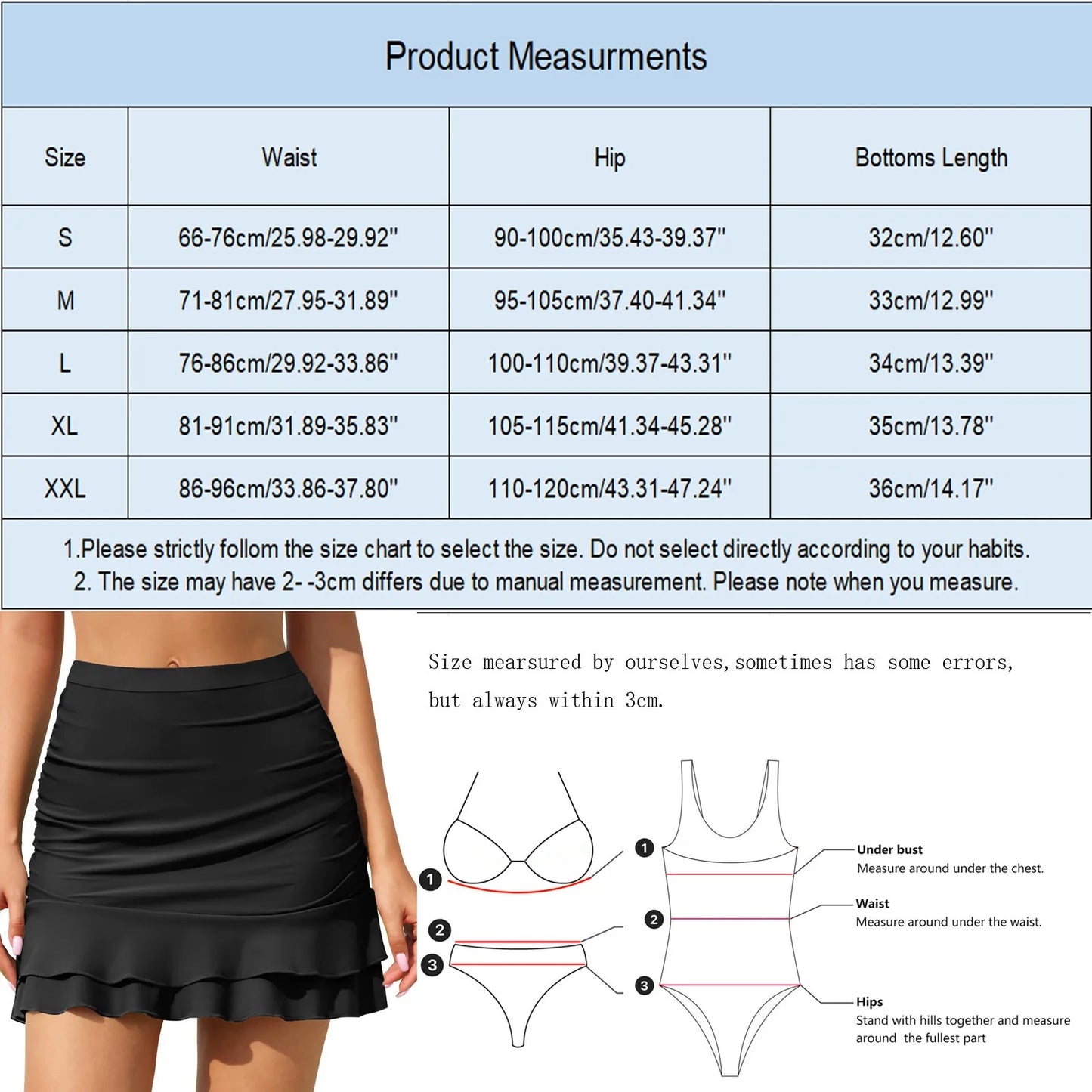 Swimwear Plus Size Women Swim Skirt For Women Bathing Suit Bottoms High Waisted Ruched Skirt Bikini Women Swimwear 2024