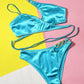 Solid Color High Waist Swimsuit for Women 2023 2-Piece Bikini Sexy Cross V-neck Suspender Backless Bathing Suit Beach Swimwear