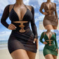 3-Piece Bathing Suit with Mesh Cover-up