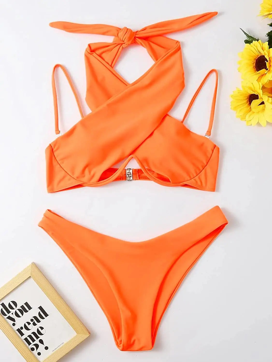 Cross Bandage Bikini with Cutouts