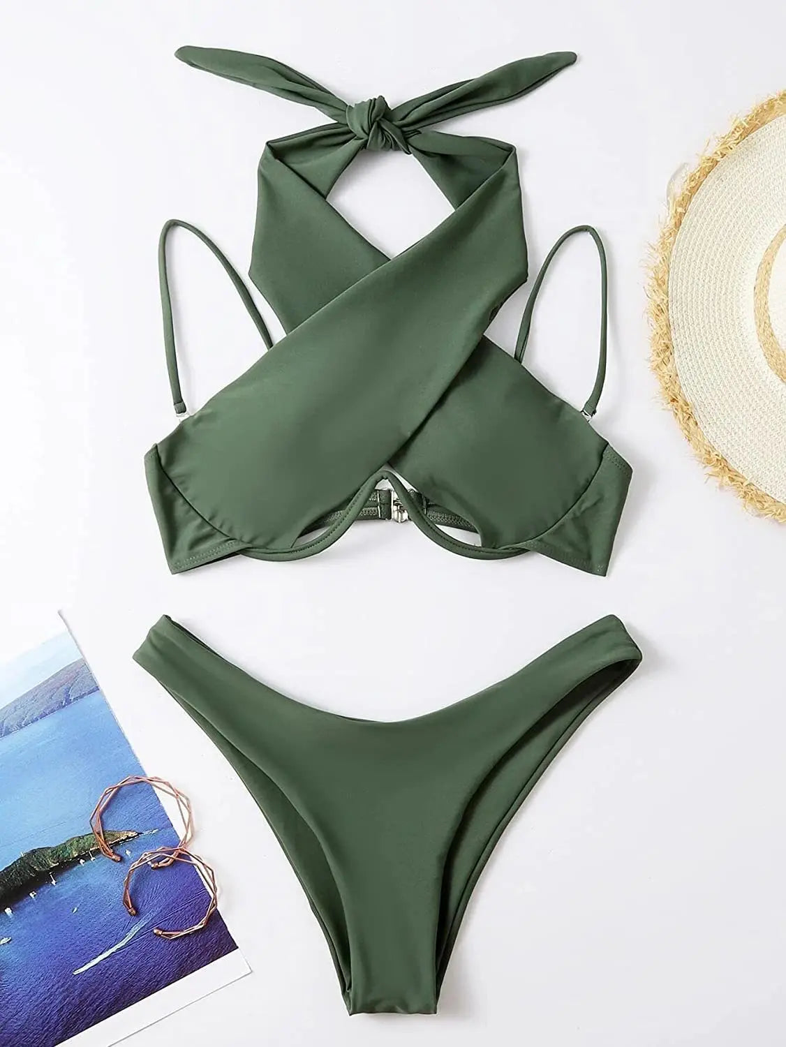 Cross Bandage Bikini with Cutouts