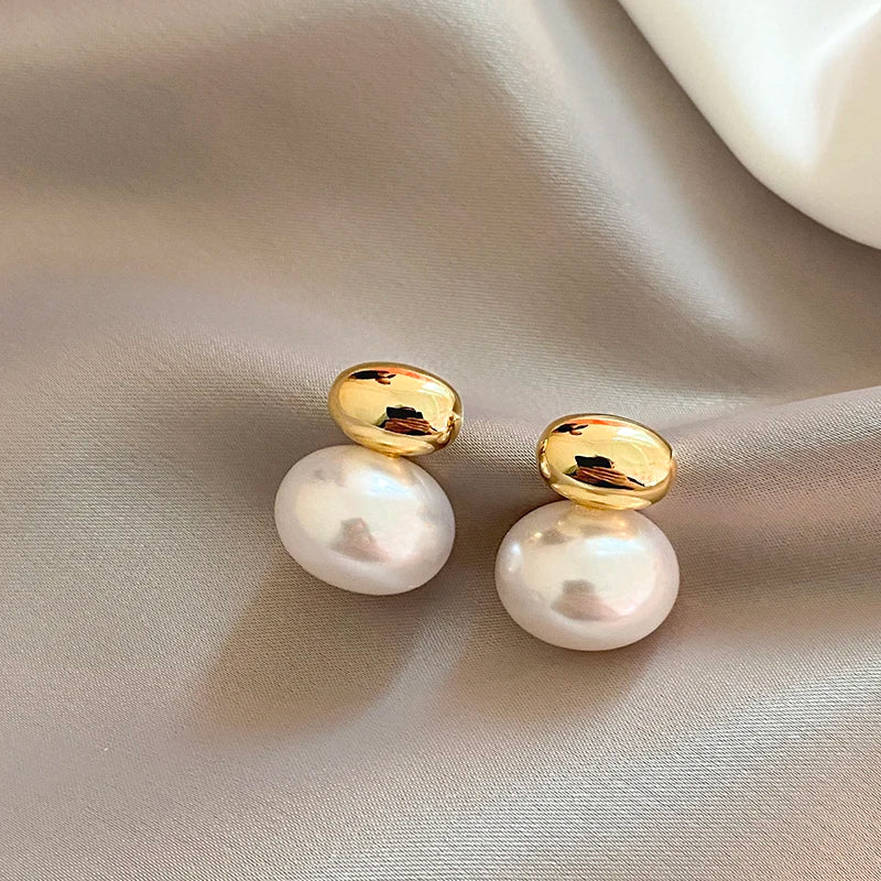 Elegant Gold Pearl Earrings