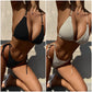 Sexy Swimsuits for Ladies Women's Plaid Texture Push Up Bikini Bra Side Drawstring G String Thong Beachwear Trend Split Bikini