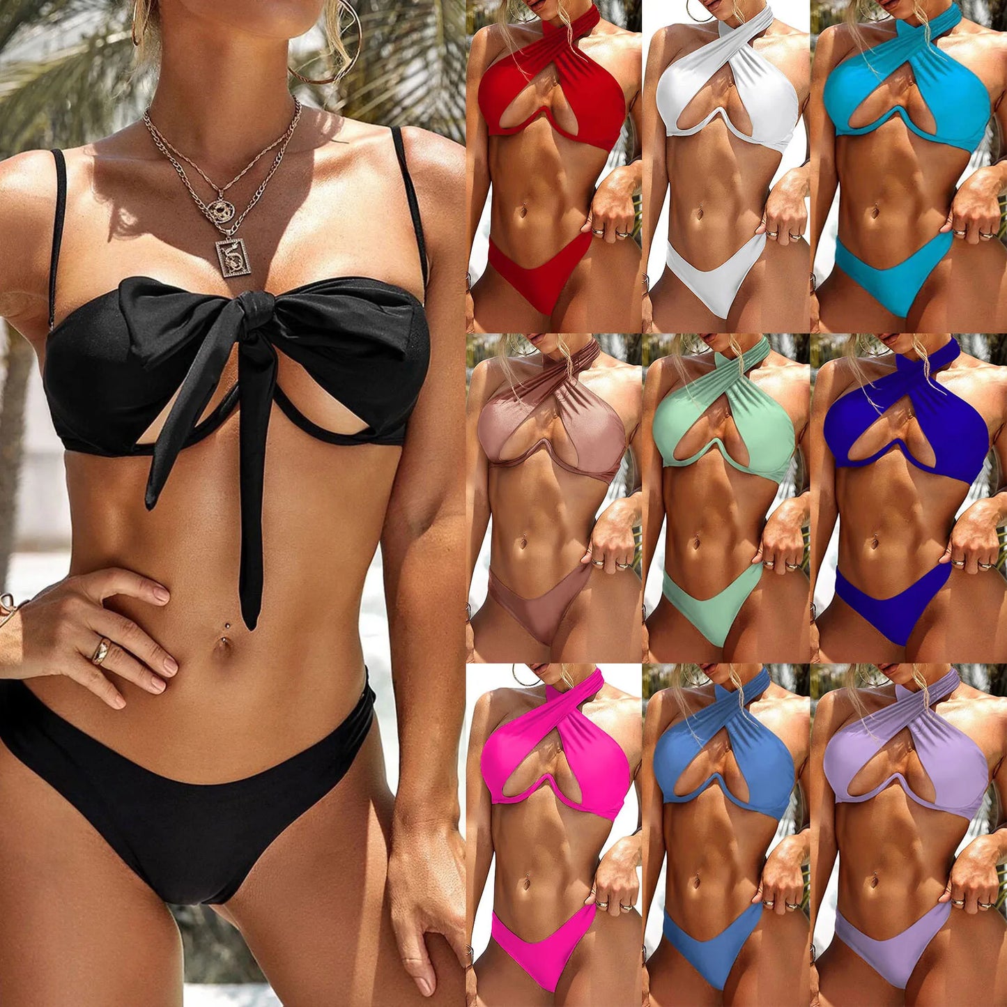 Cross Bandage Bikini with Cutouts