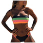 Rainbow Crop Tube Swimsuits Bathing Suit Push-Up Beachwear Women String Lace Up Bikini Set Swimwear Padded Bra Bathing Suits